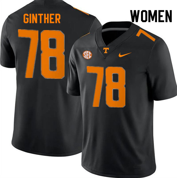 Women #78 Gage Ginther Tennessee Volunteers College Football Jerseys Stitched-Black